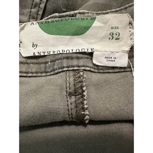 Anthropologie Womens Camo Cropped Flare Pants 32 Utility Pockets Green - Picture 12 of 13